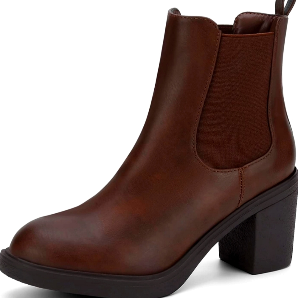 MaxMuxun Women's Chelsea Ankle Boots with Heels Slip on Round Toe Platform Heele